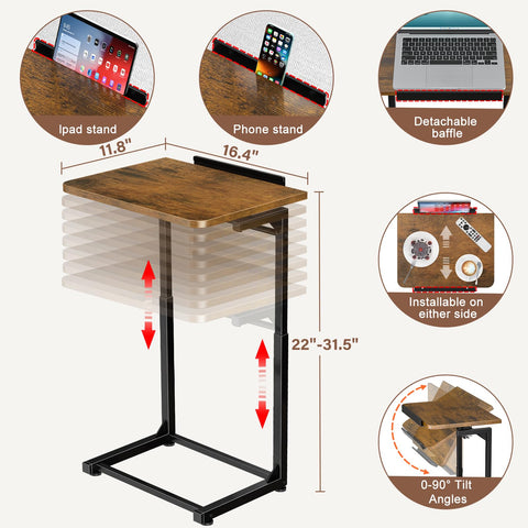 IHAITUN TV Tray Table shown at 90 degree tilt for comfortable viewing.