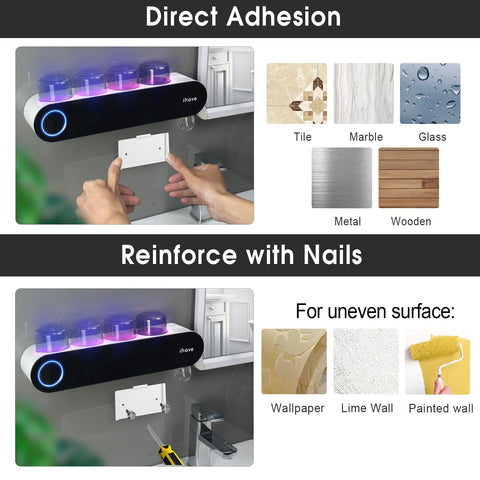 iHave 8-slot toothbrush organizer fits electric and manual brushes