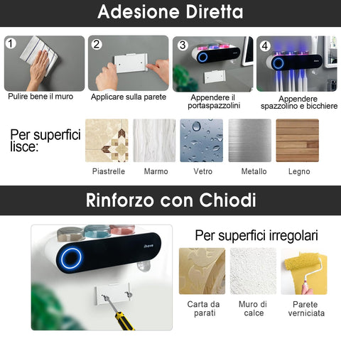 IHAVE adhesive installation option with nails for reinforced mounting on various surfaces.