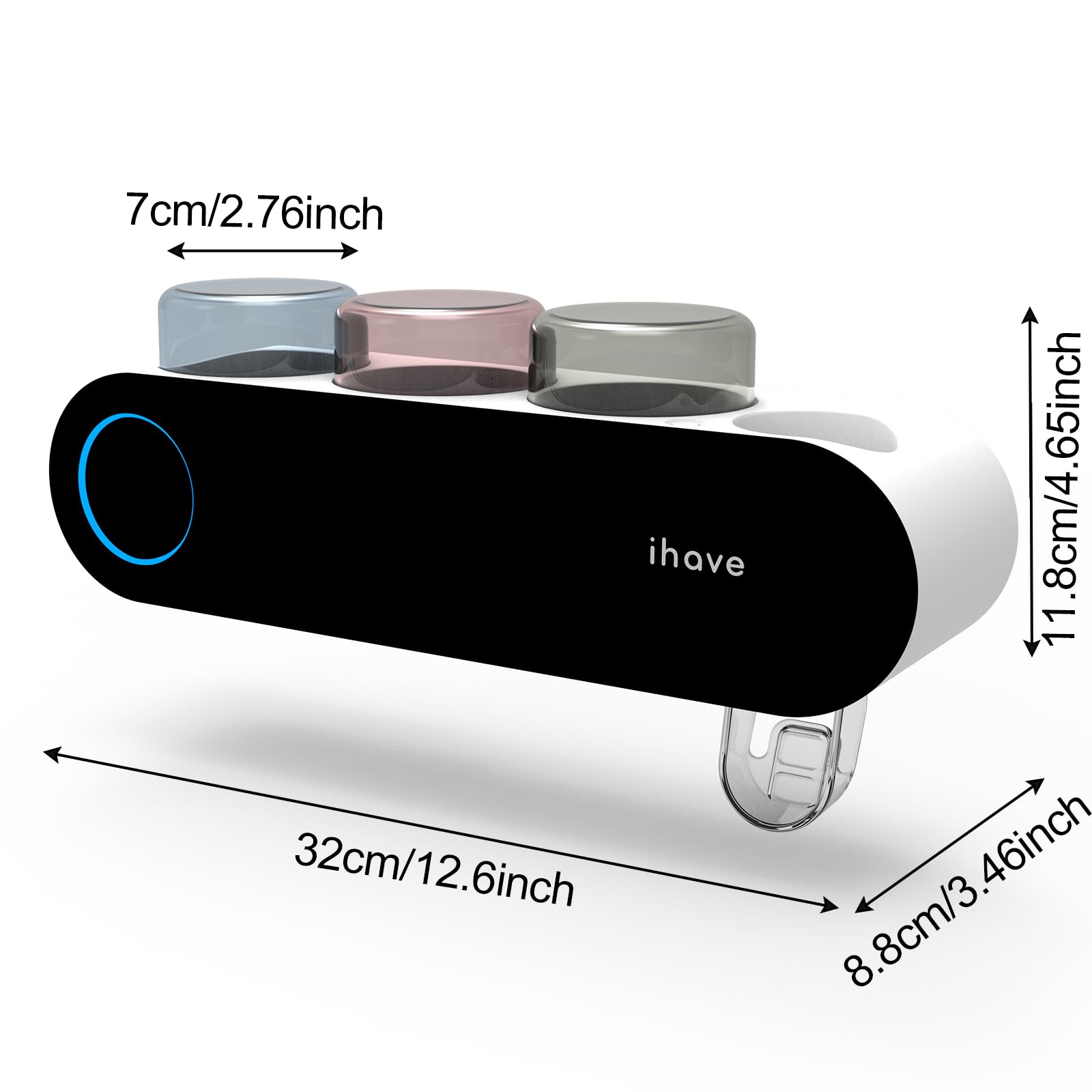 IHAVE black wall-mount toothbrush holder adds sleek, space-saving organization.