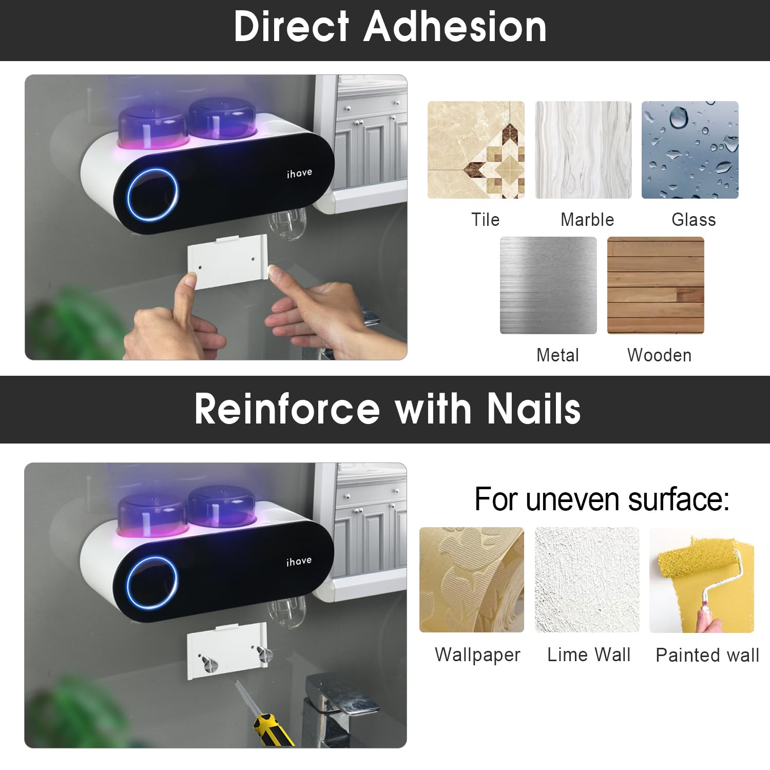 iHave blue breathing light indicator shows active disinfection and charging status