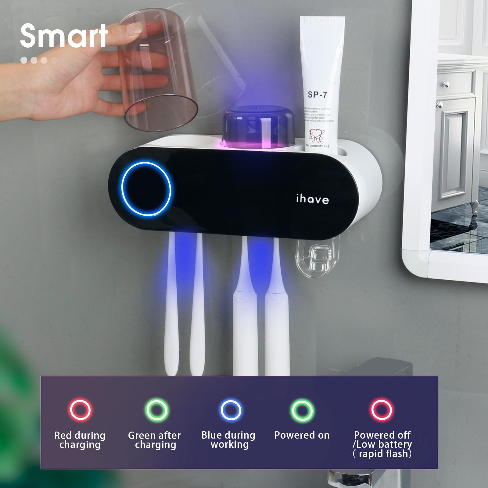 iHave multi-function bathroom decor emphasizes space-saving, clutter-free countertops