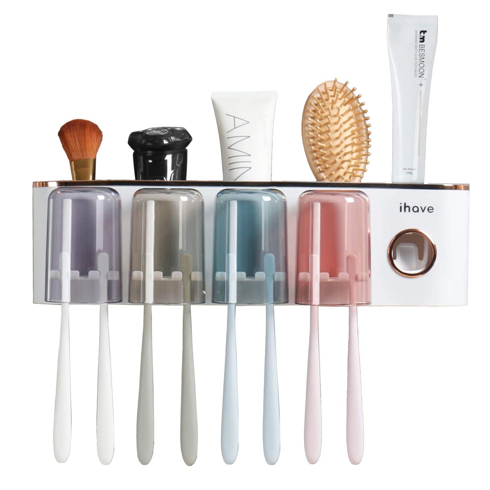 iHave multifunction bathroom organizer consolidates toothbrushes, toothpaste, razors, and more.