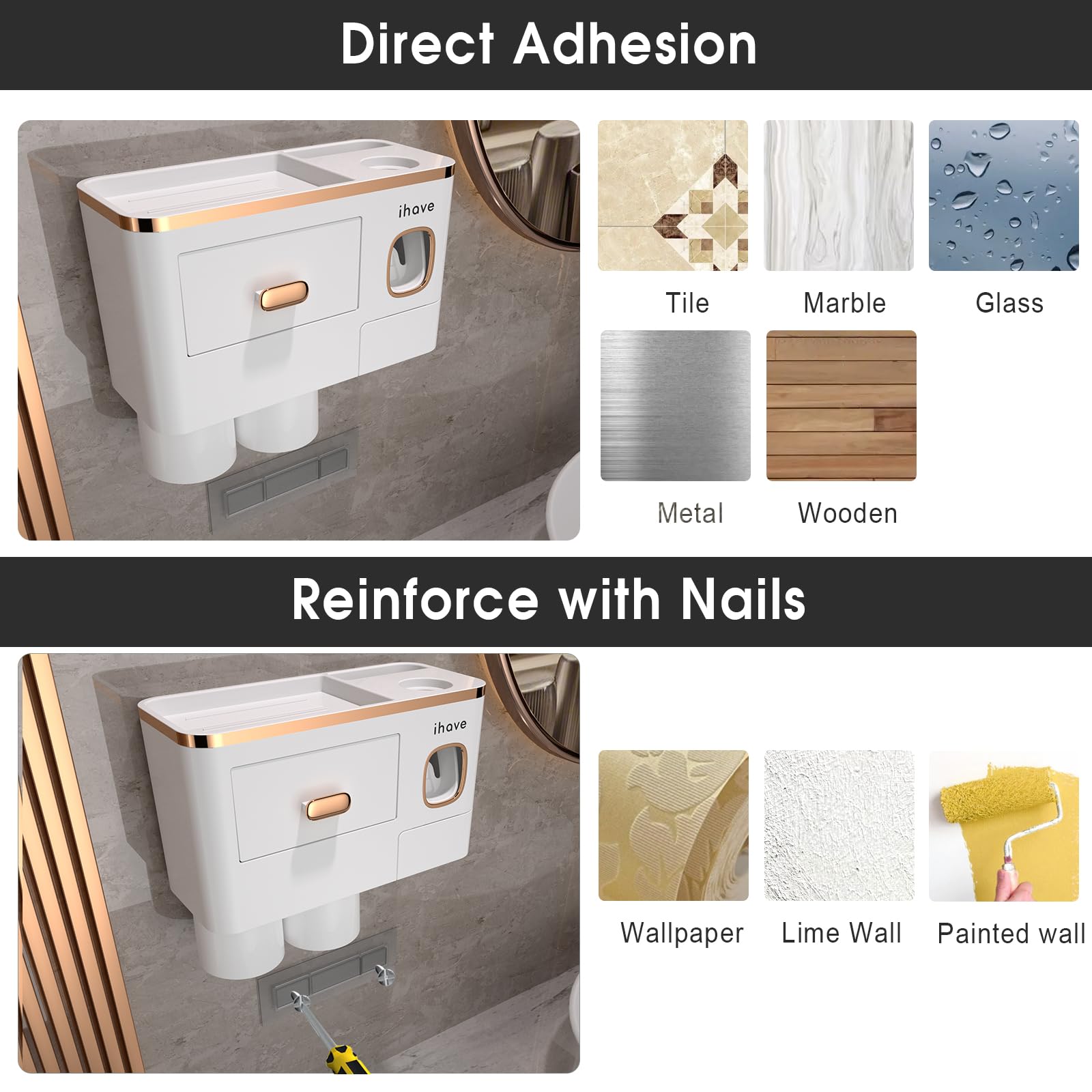 iHave compact wall-mount design frees counter space in small bathrooms.