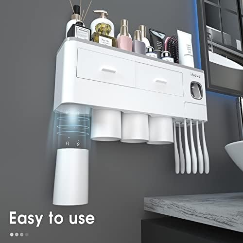 iHave toothbrush holder with two cosmetic drawers for neatly storing toiletries