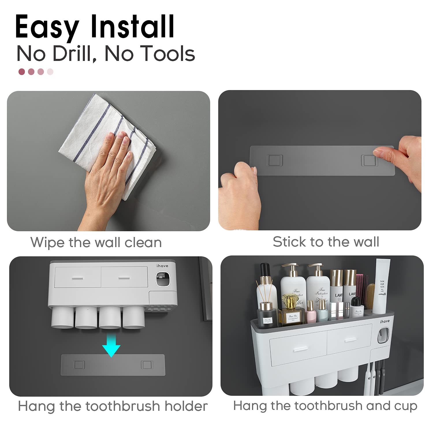 iHave upside-down drain design prevents water buildup and speeds drying