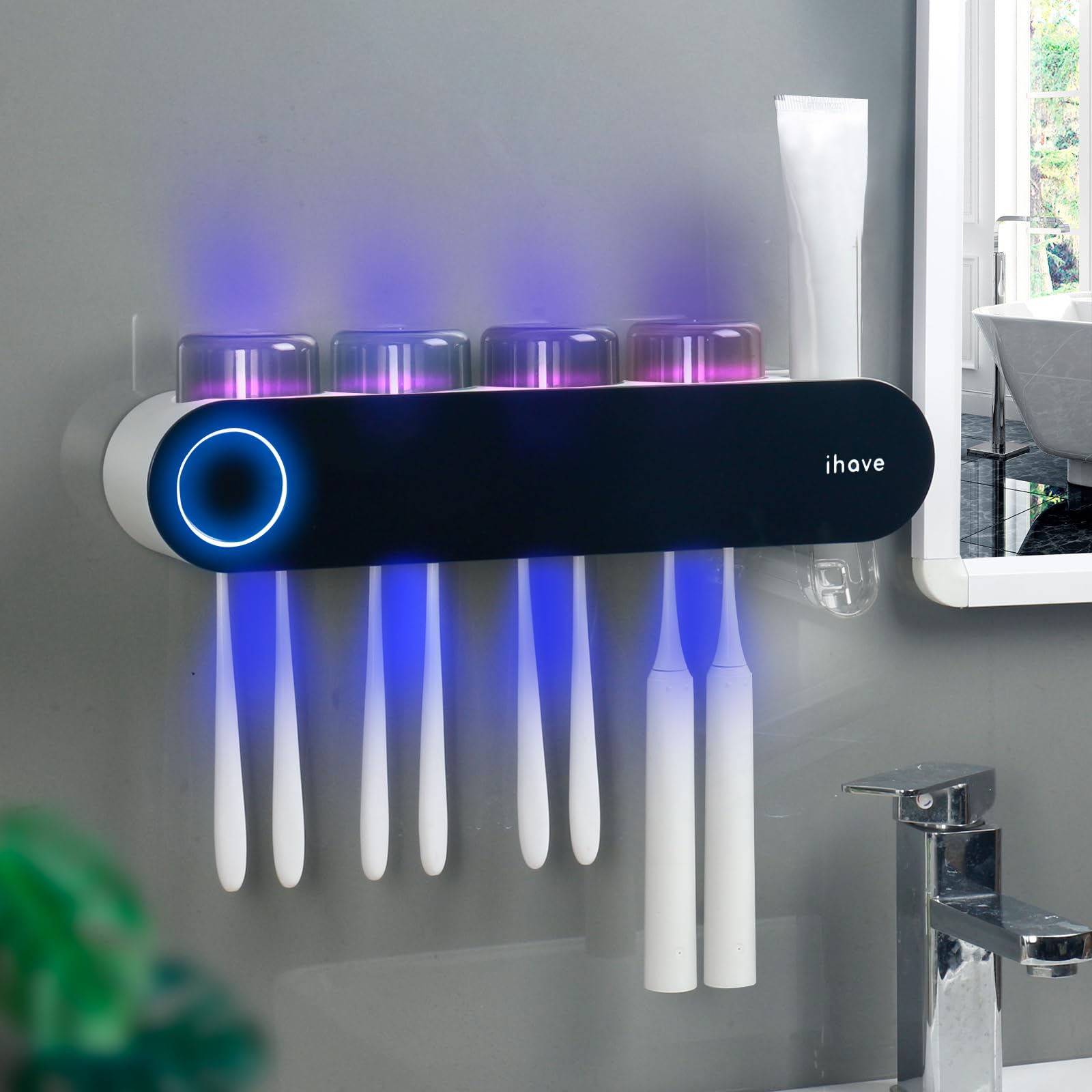 iHave wall-mounted toothbrush holder keeps brushes organized and off countertops