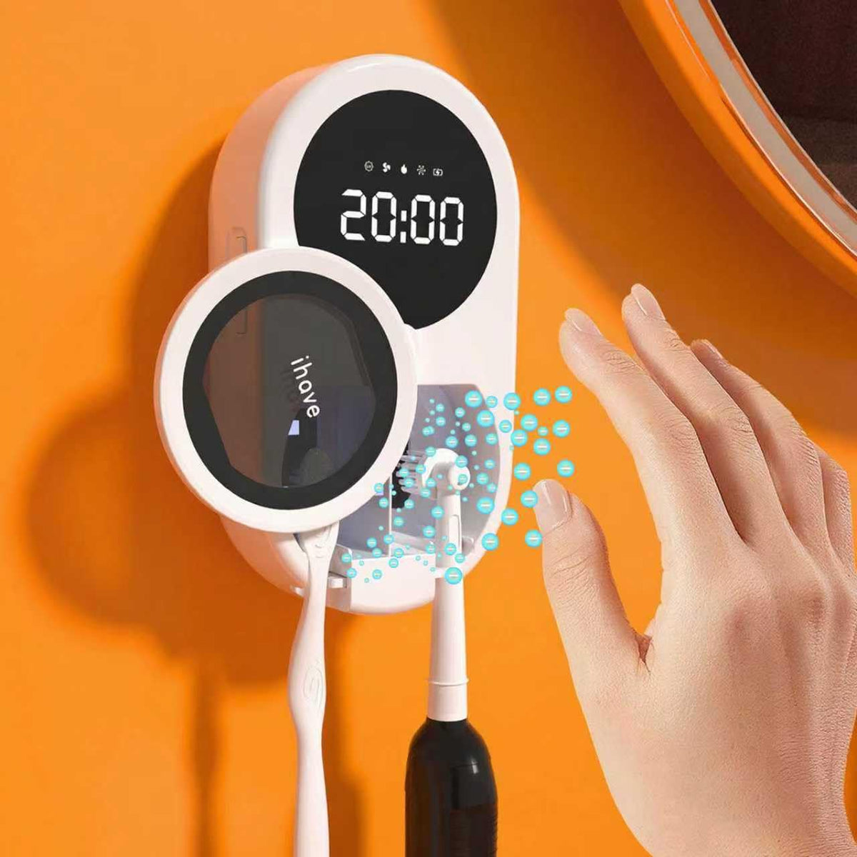 ihave toothbrush sanitizer holder shows 360° disinfection for thorough hygiene.