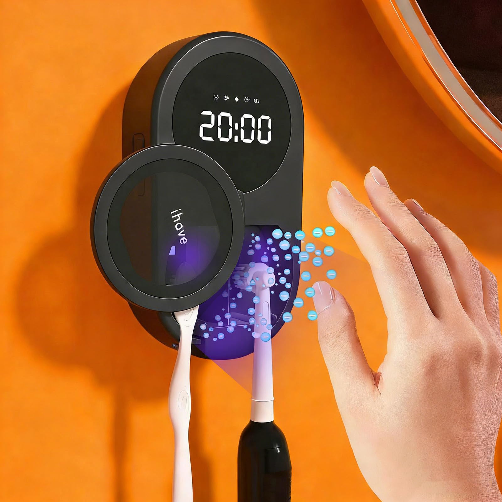 iHave toothbrush sanitizer with UVC 360-degree disinfection for clean bristles after every use.