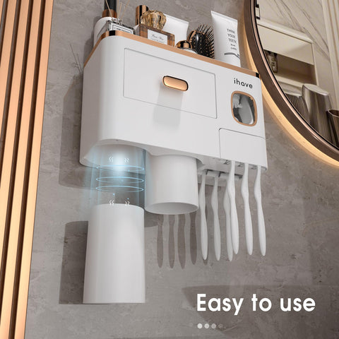 iHave built-in toothpaste dispenser fits standard tubes up to 0.47 inch diameter for mess-free use.