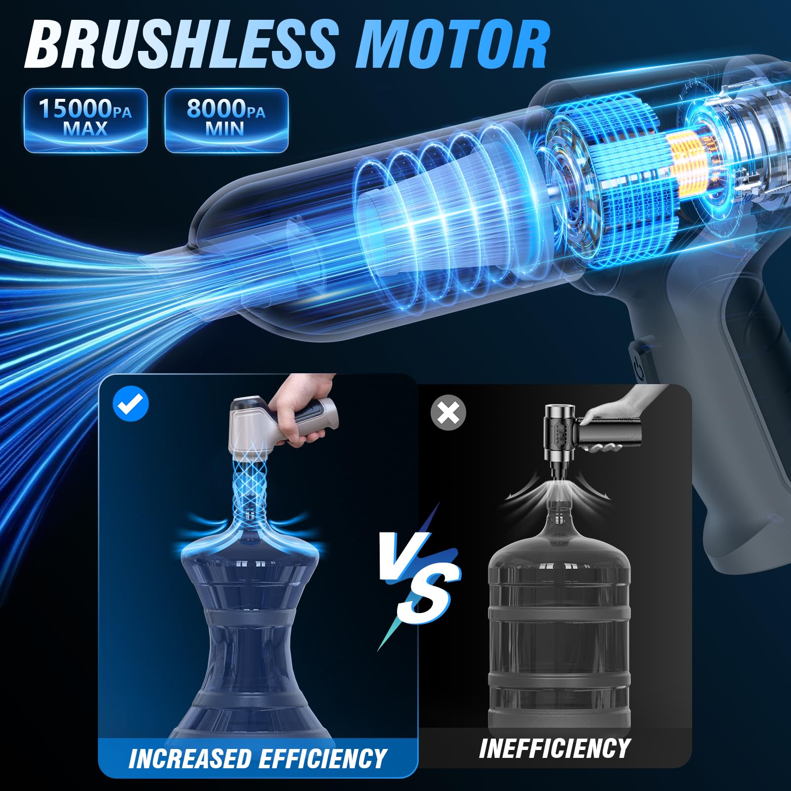 IHE cordless wet-dry vacuum for versatile on-the-go cleaning.