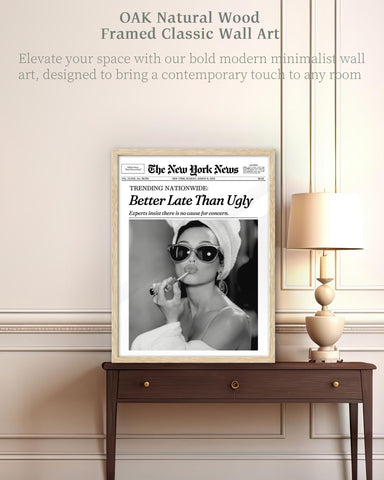 ihery natural oak frame close-up showing warm wood tone and timeless charm.