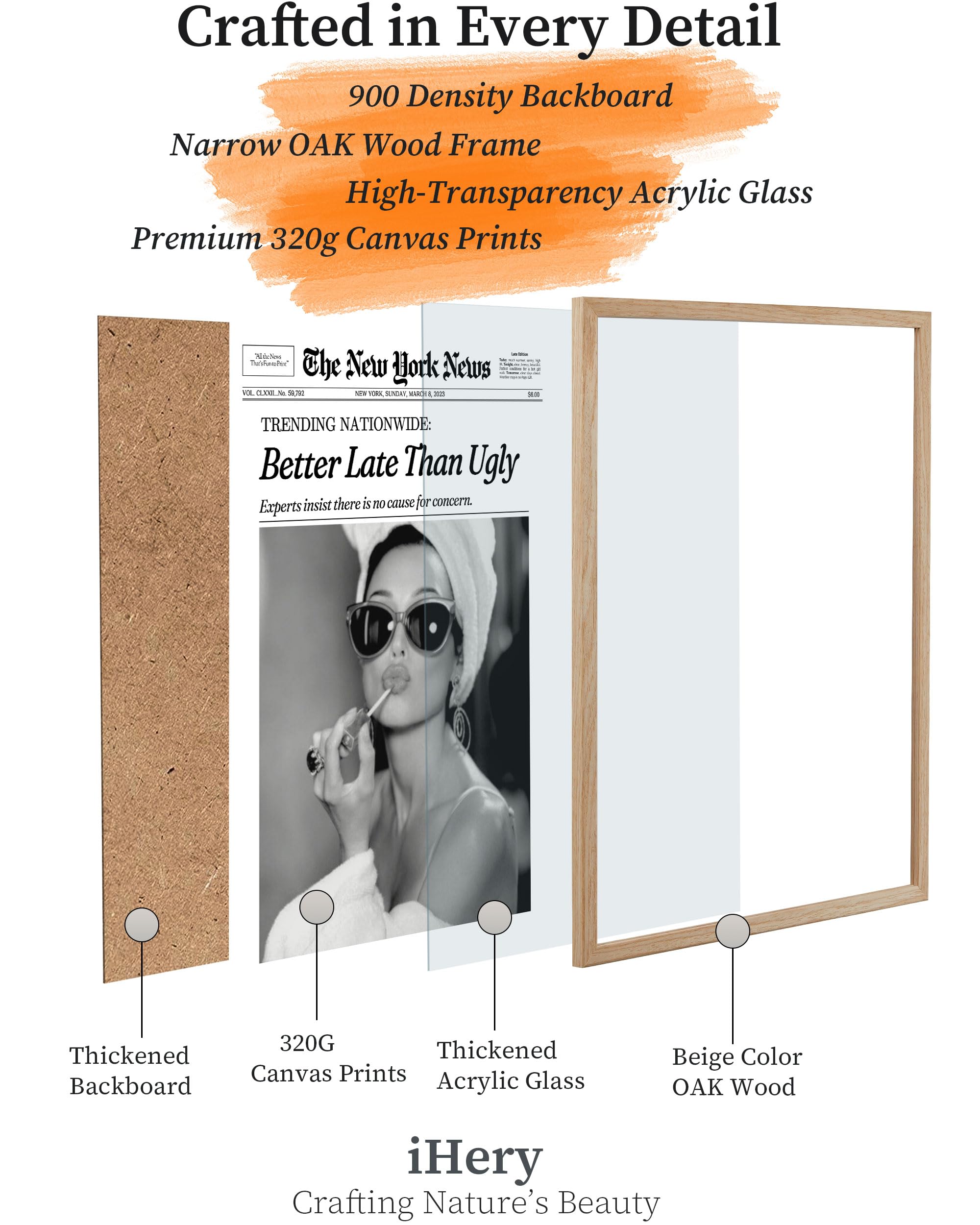 ihery vintage newspaper print 12x16 emphasizing retro styling for living spaces.