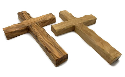 iHoly Land Crafts authentic olive wood cross highlighting craftsmanship