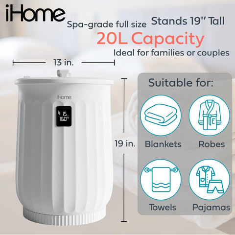 ihome Luxury 20L towel warmer interior view ready to warm towels