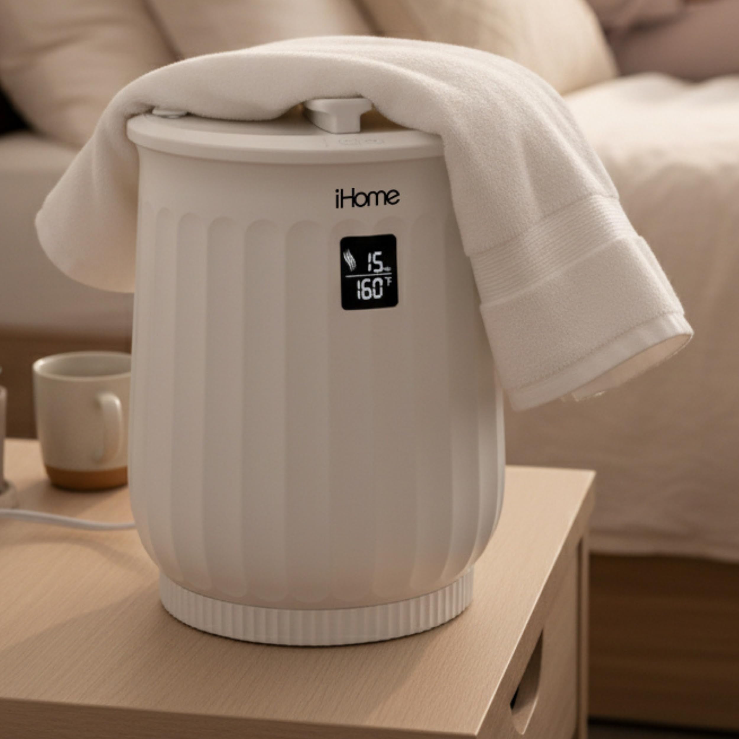 ihome Luxury 20L towel warmer clean white design complements any décor