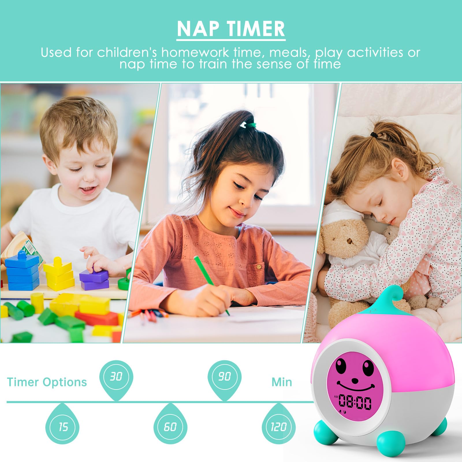 iHoo child uses the clock during routines for easy time management