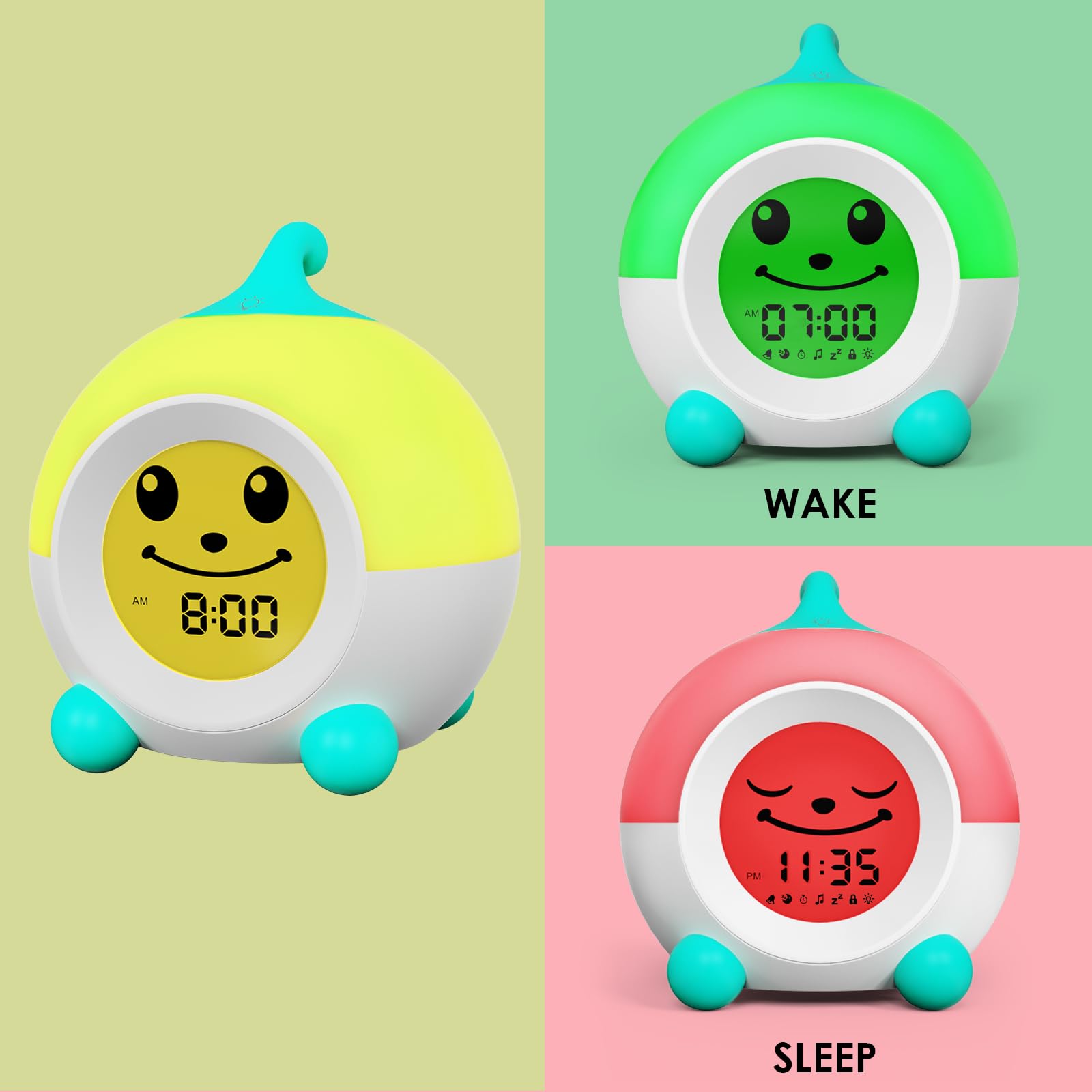 iHoo clock uses color emojis to signal wake and sleep for routines
