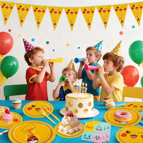 IIDEA Pikachu triangle banner adds festive flair to the party space.