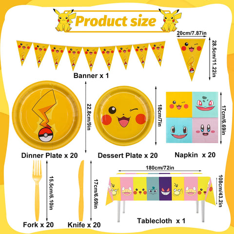 IIDEA Pikachu dessert plates 7-inch for sweet treats and quick setup.
