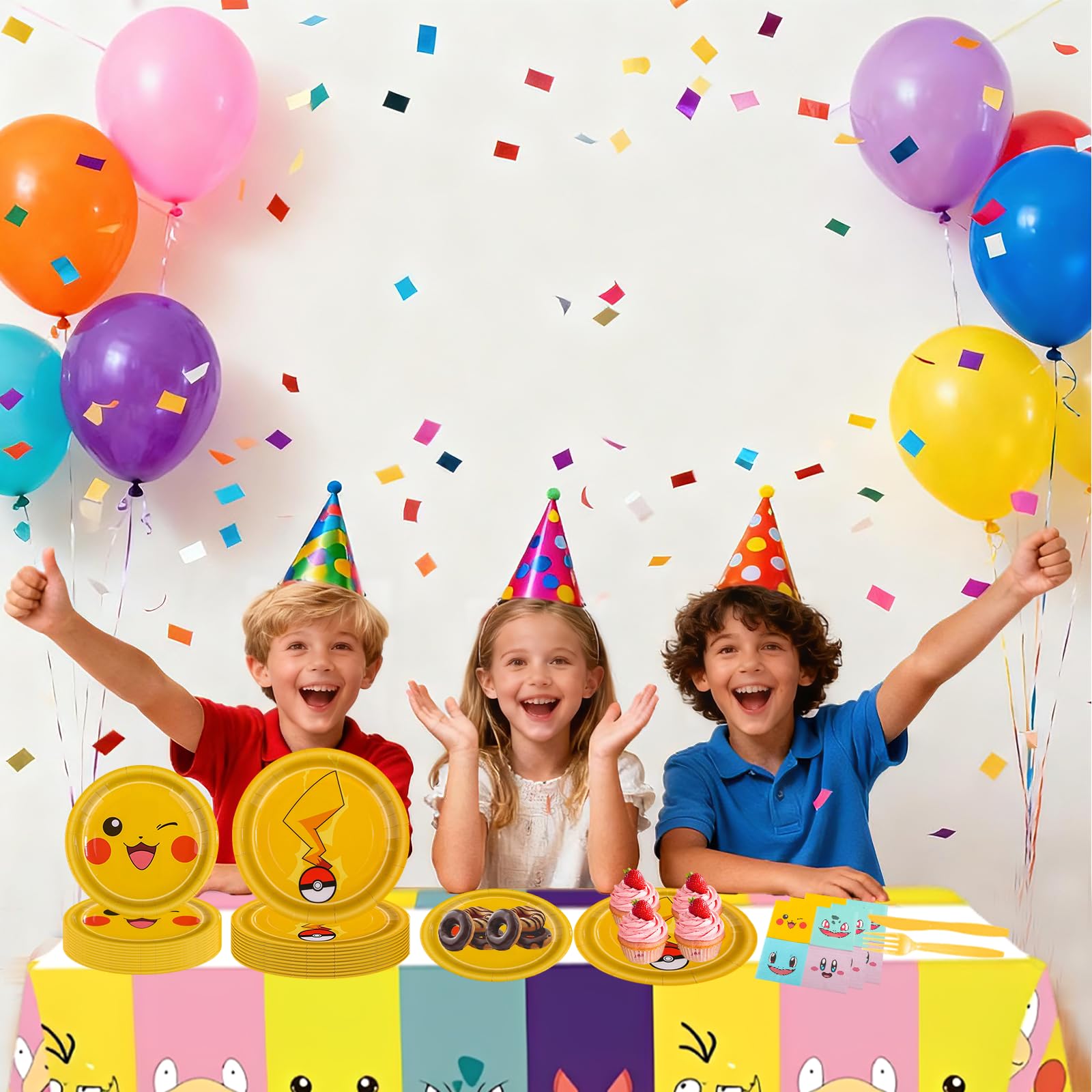 IIDEA Pikachu tablecloth provides a vibrant backdrop and fast cleanup.