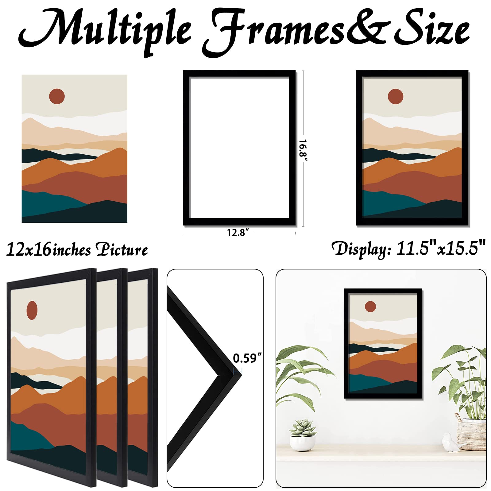 ijuerybai 12x16 frame opening showing spring-back design for secure photos