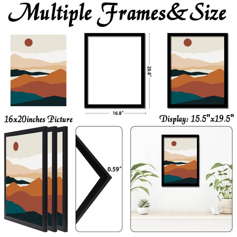 ijuerybai Black 16x20 frame set 3 back: lightweight and simple loading.