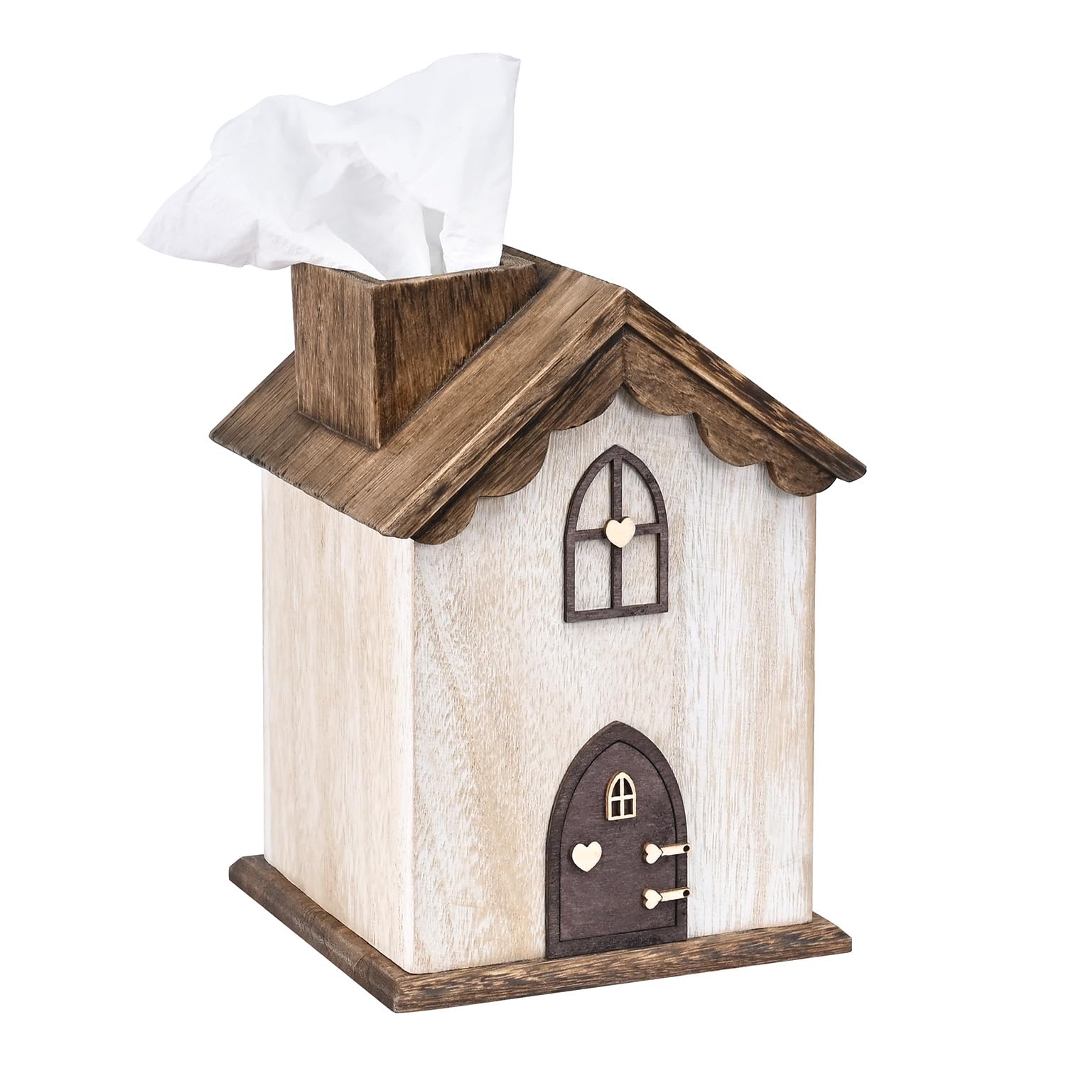 Ikee Design farmhouse tissue box cover front view highlights cozy house design