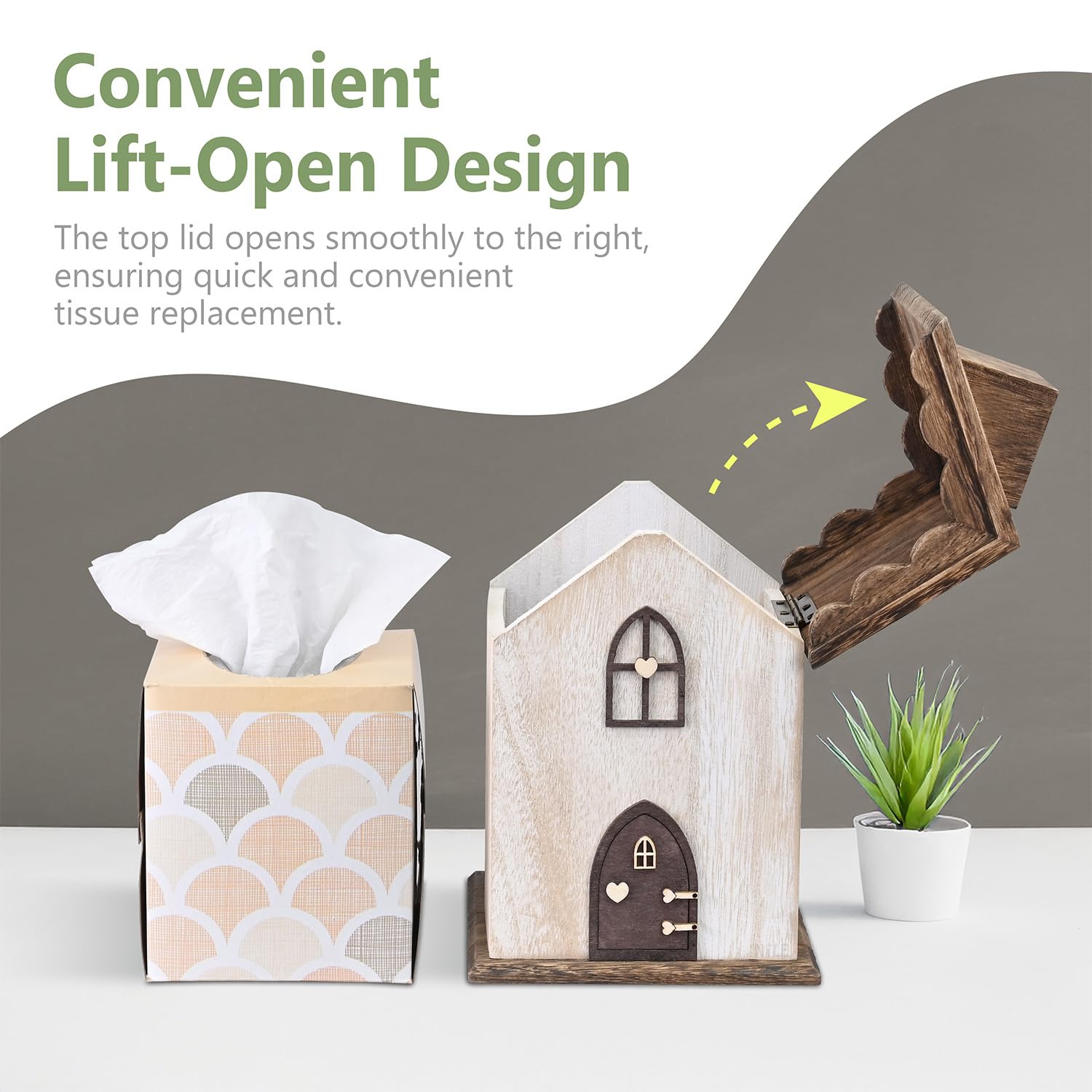 Ikee Design tissue box cover open lid for quick replacement
