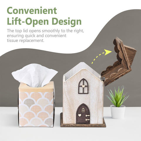 Ikee Design tissue box cover open lid for quick replacement