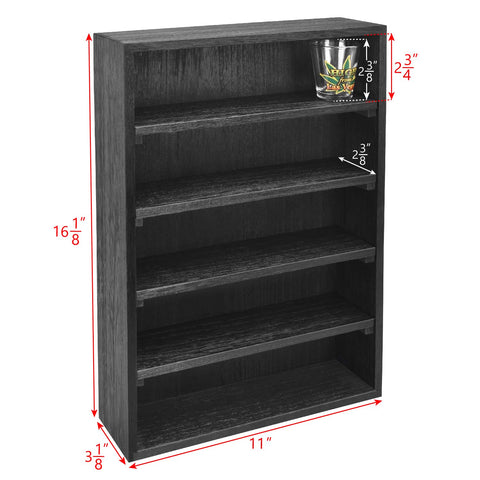 Ikee Design wooden wall-mounted display rack front view shows versatile organization