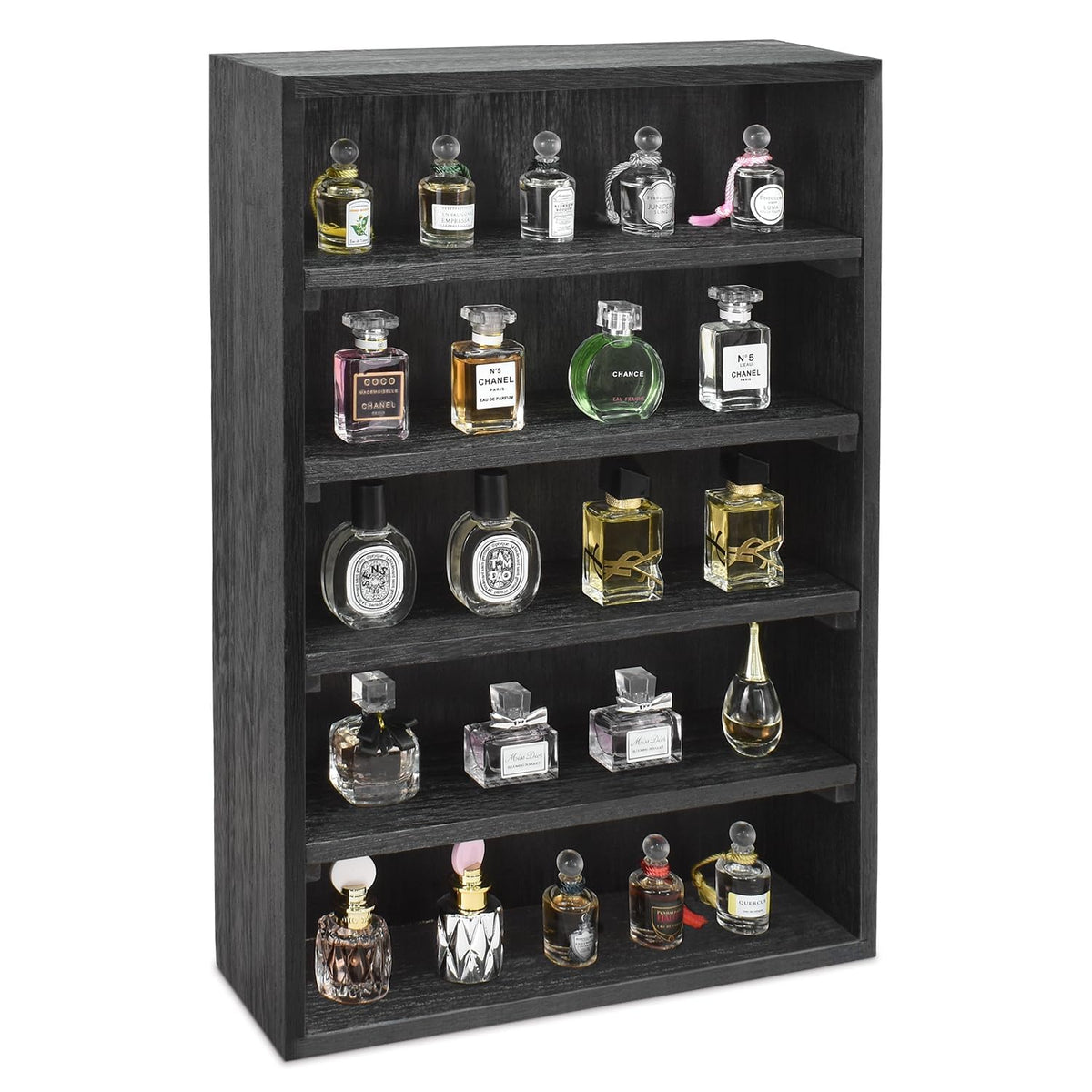 Ikee Design wooden wall-mounted display rack side view demonstrates space-saving display