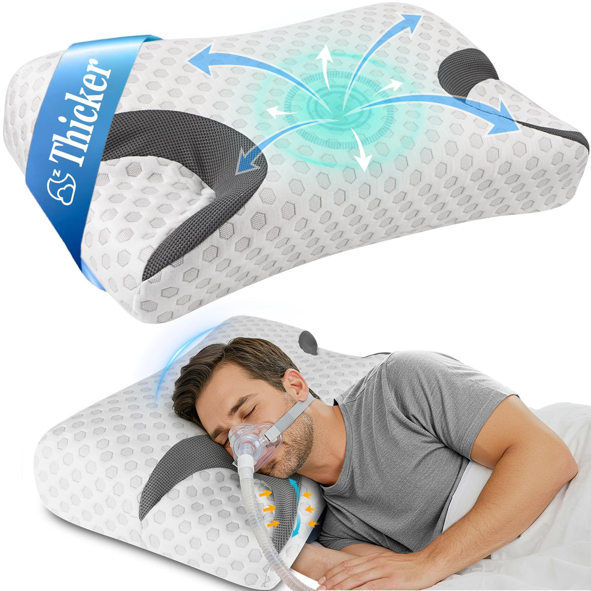 IKSTAR CPAP pillow with breathable washable cover for cool, clean nights.
