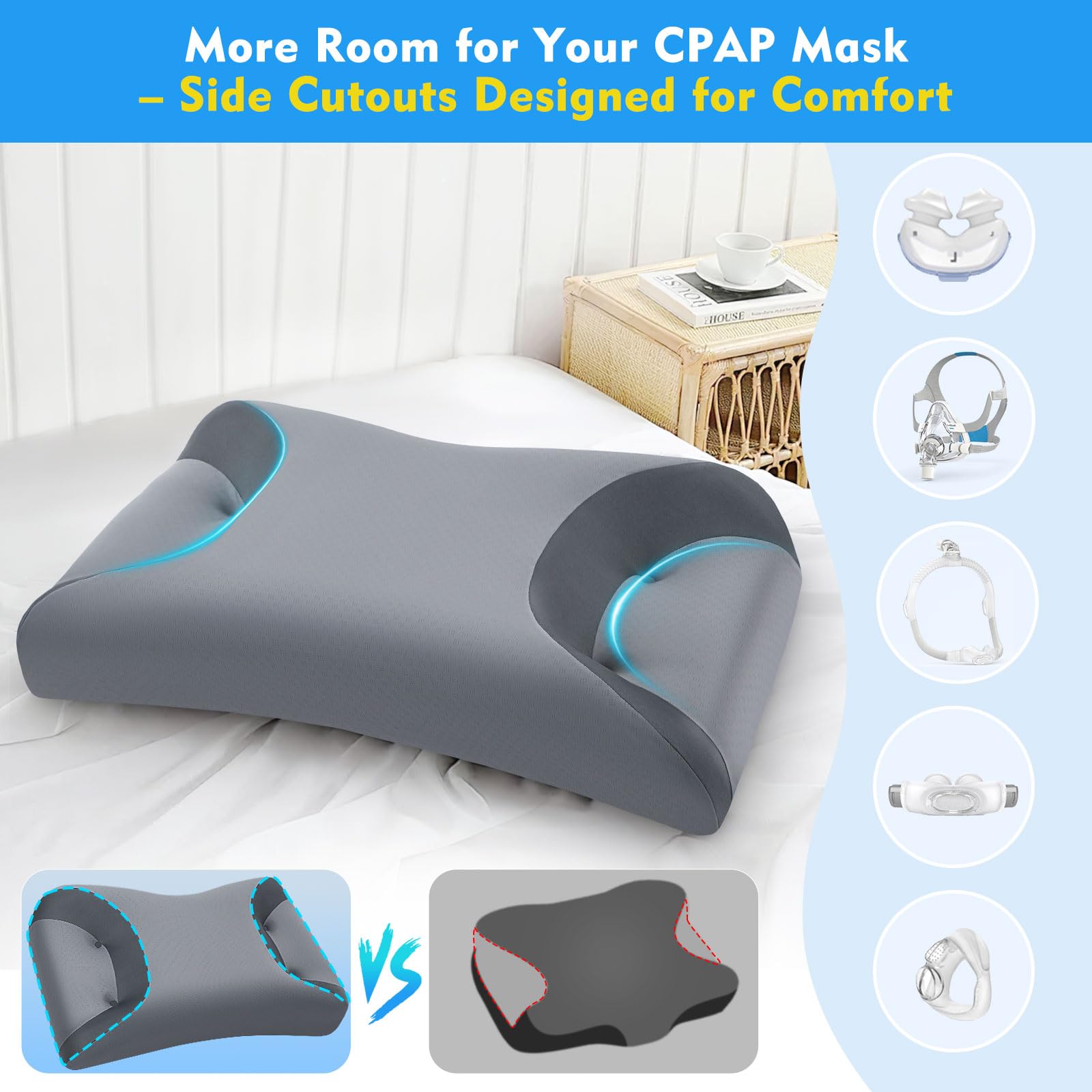 IKSTAR CPAP Pillow ergonomic neck support keeps alignment across positions.