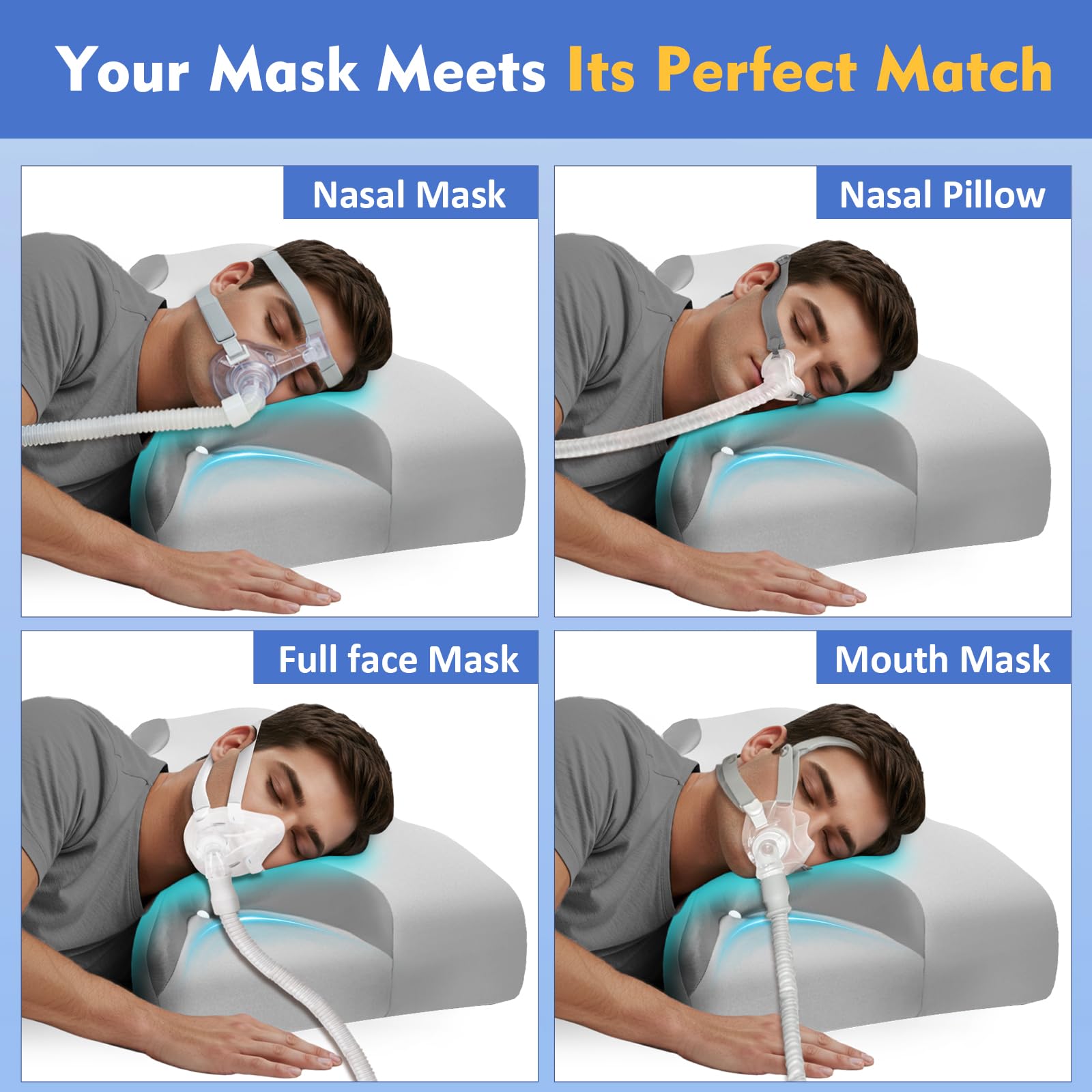 IKSTAR CPAP pillow face area indents easing mask contact and pressure