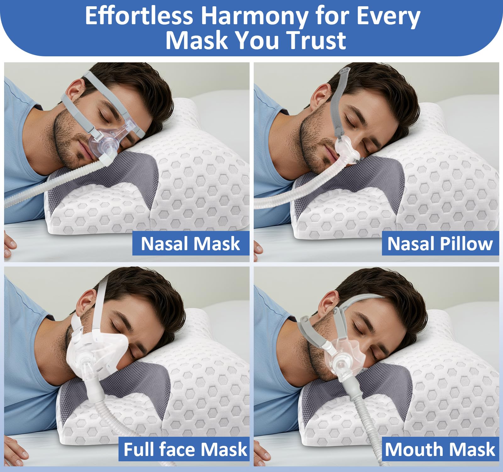 IKSTAR CPAP pillow memory foam core maintains shape for steady neck support.