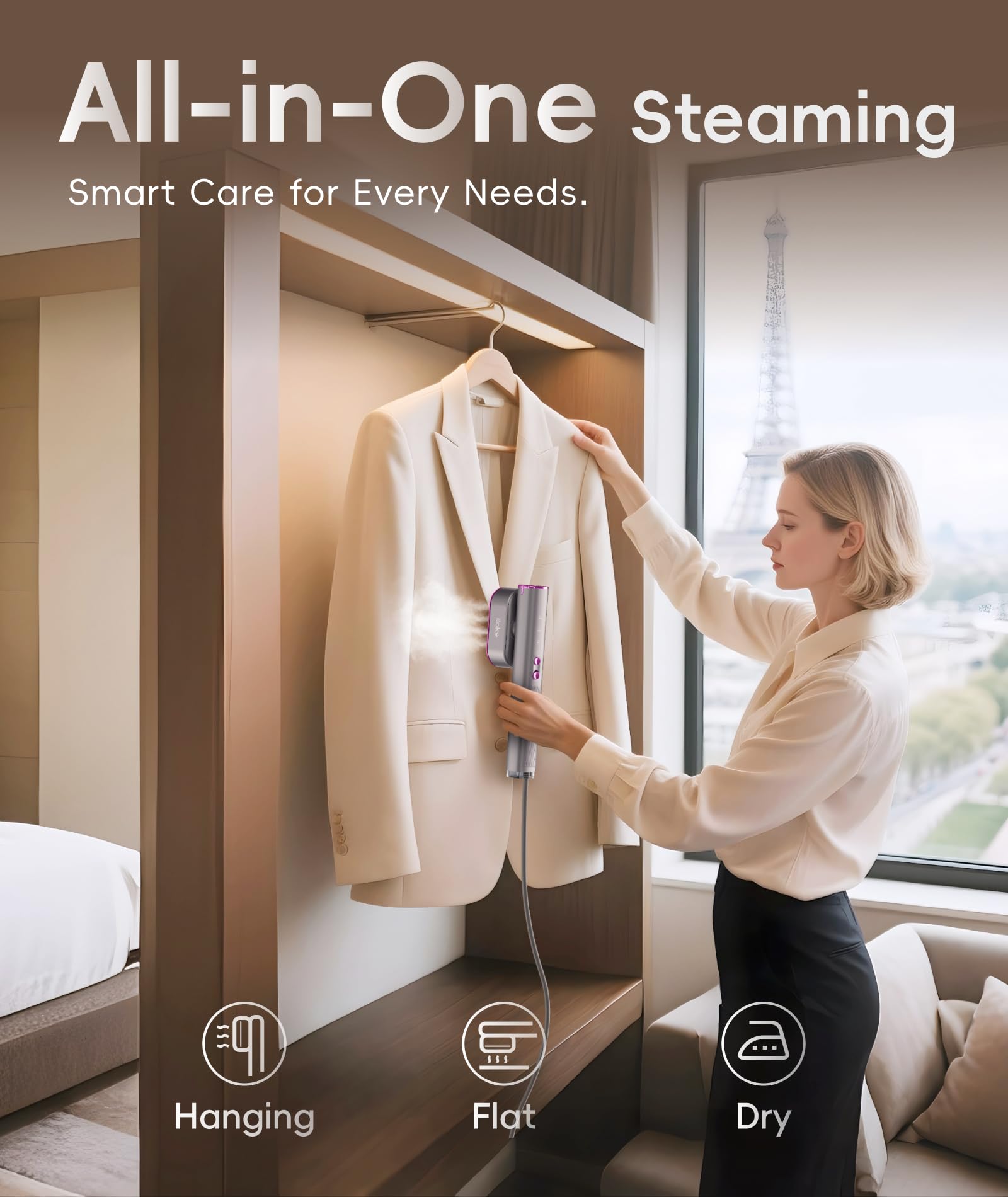 Ilake iLAKE 90° swivel head reaches collars and seams with ease.