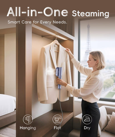 Ilake steamer 90-degree swivel head reaching collars and seams with ease.