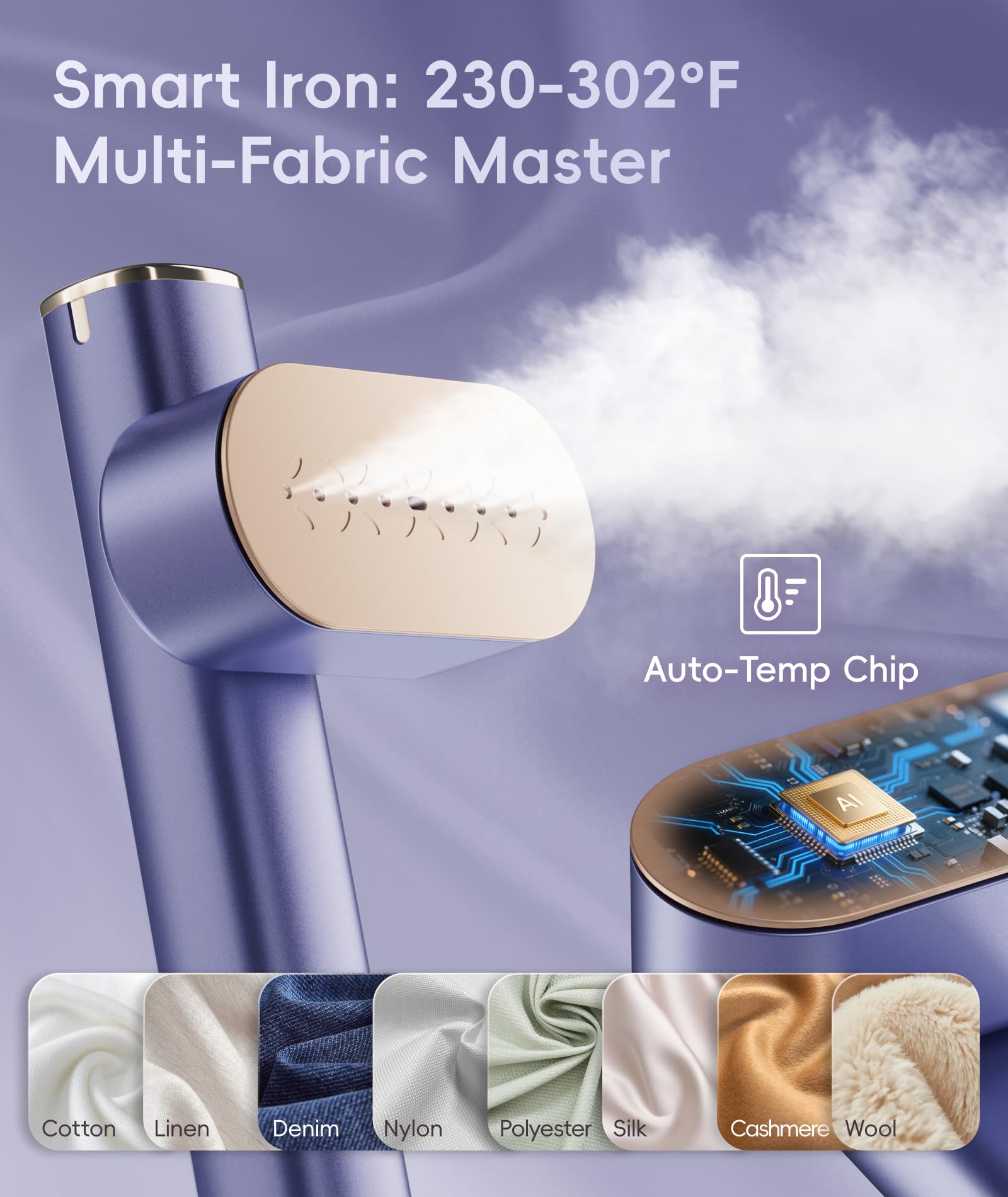 Ilake steamer ergonomic grip and LED indicator for effortless operation.