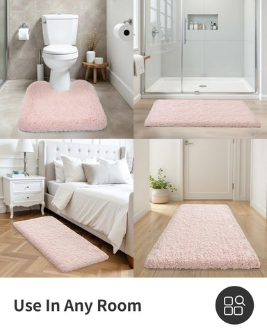 ILANGO pink Christmas bath rug color pink complements many decor styles