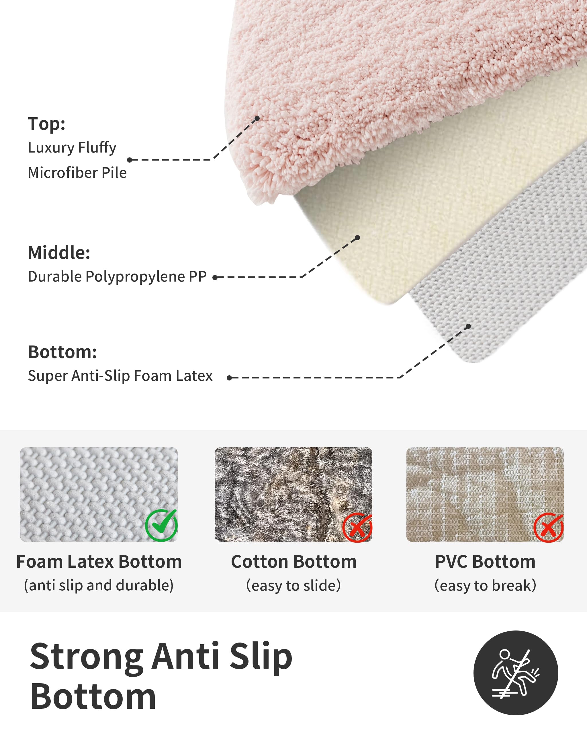 ILANGO pink Christmas bath rug washable and maintains fluff after washing