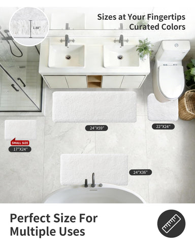 ILANGO white bath rug 36x24 top view shows generous size