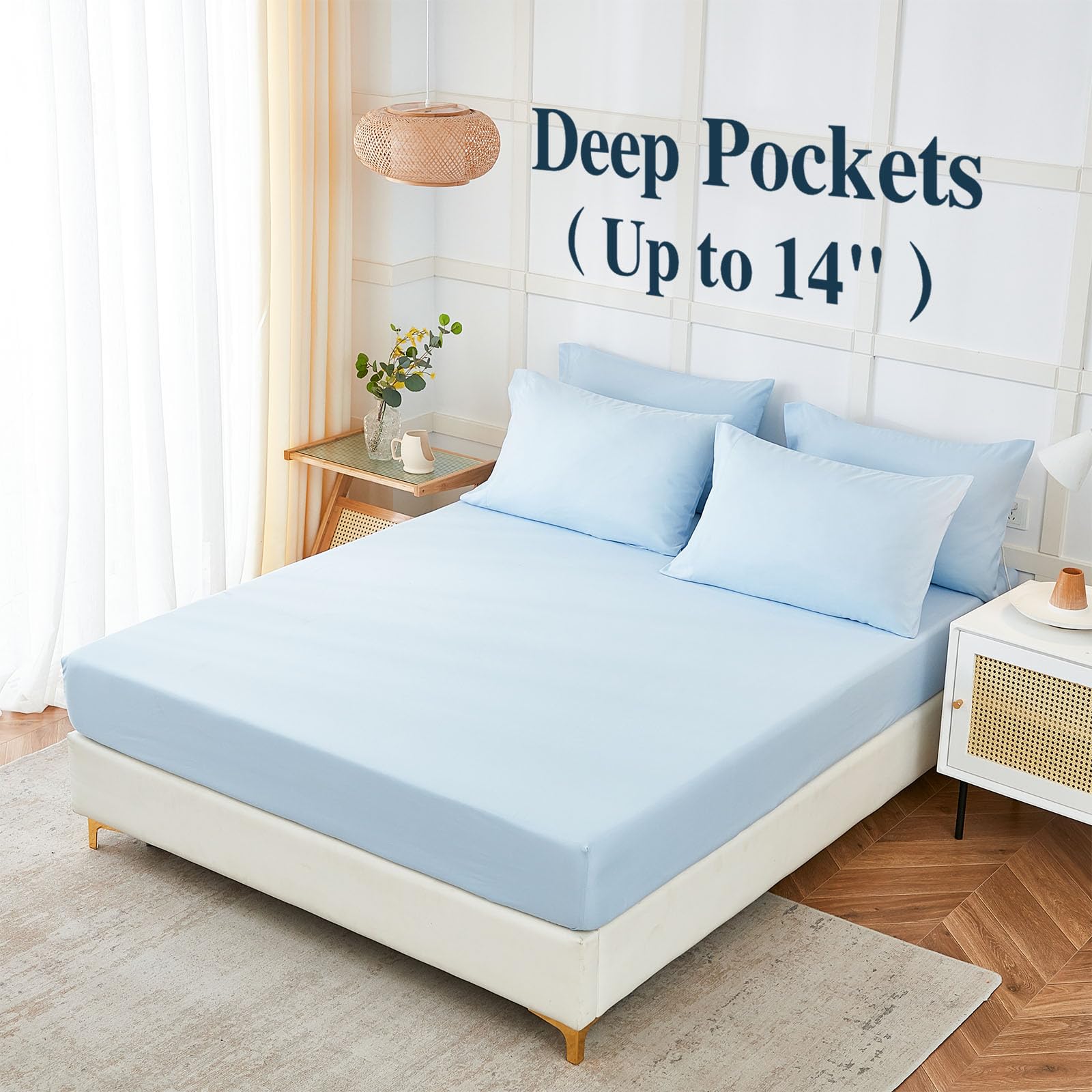 ILAVANDE pillowcases blue enhance pillow comfort with a hotel-grade finish.