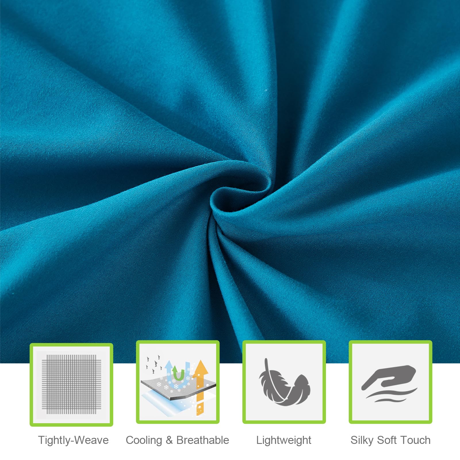 ILAVANDE Teal Queen Sheets fabric close-up reveals ultra-soft double-brushed microfiber