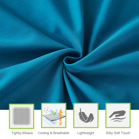 ILAVANDE Teal Queen Sheets fabric close-up reveals ultra-soft double-brushed microfiber
