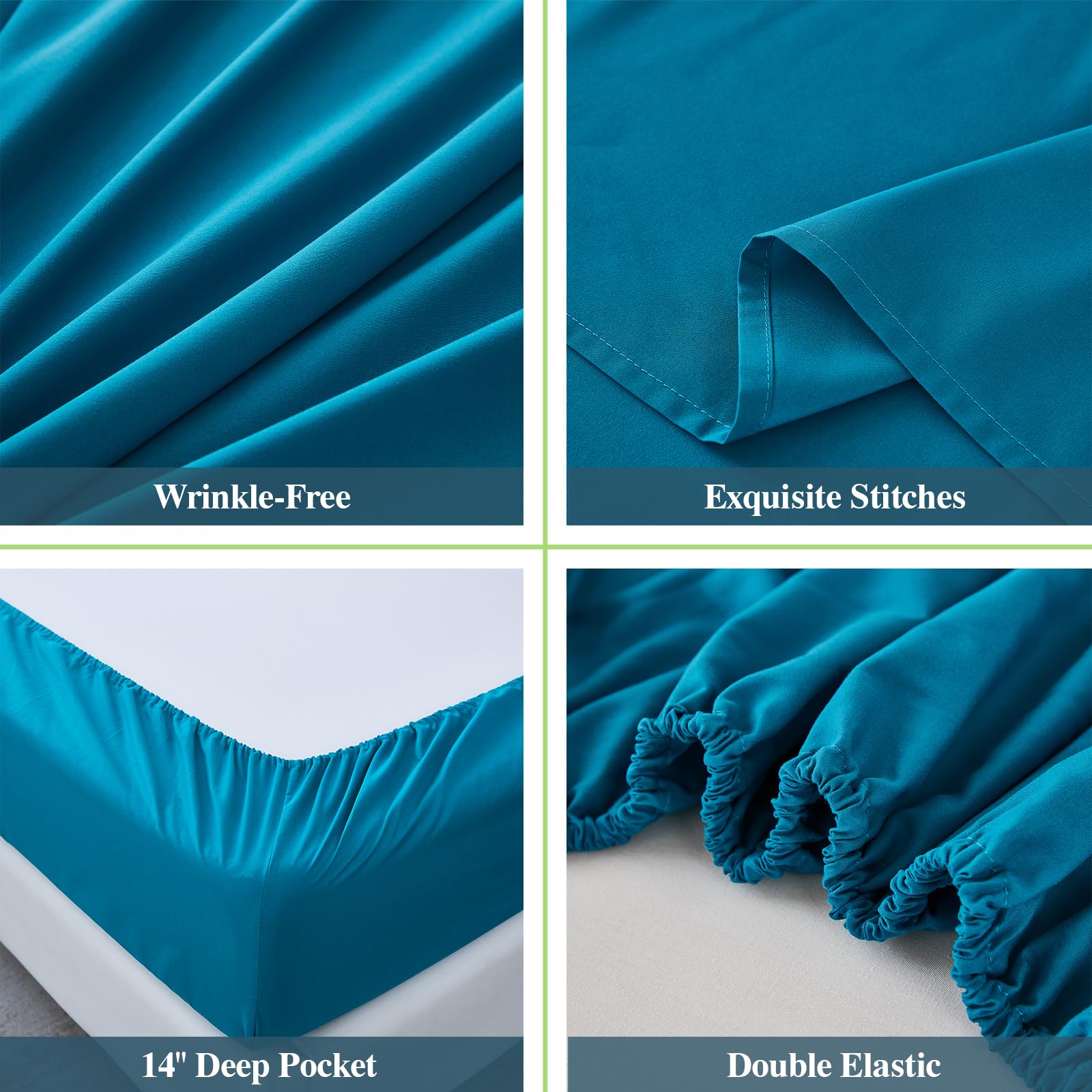 ILAVANDE Teal Queen Sheets wrinkle resistance for a crisp look after washing