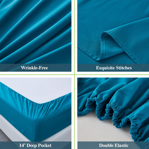 ILAVANDE Teal Queen Sheets wrinkle resistance for a crisp look after washing