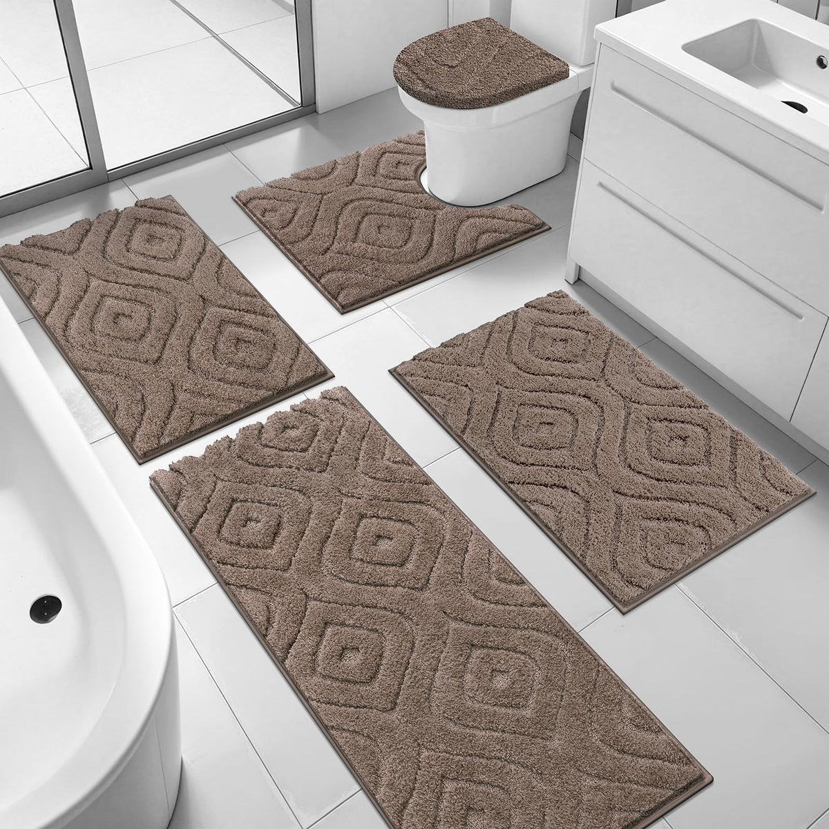 Ileading 5-piece coffee rug runner 18x26 for cushioned bathroom comfort.