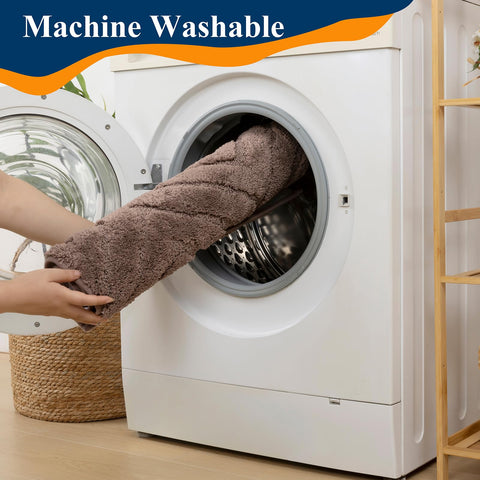 Machine-washable microfiber rug set for easy, ongoing care.