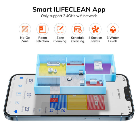 ILIFE A12 Pro no-go zones and virtual walls protect sensitive areas during cleaning.